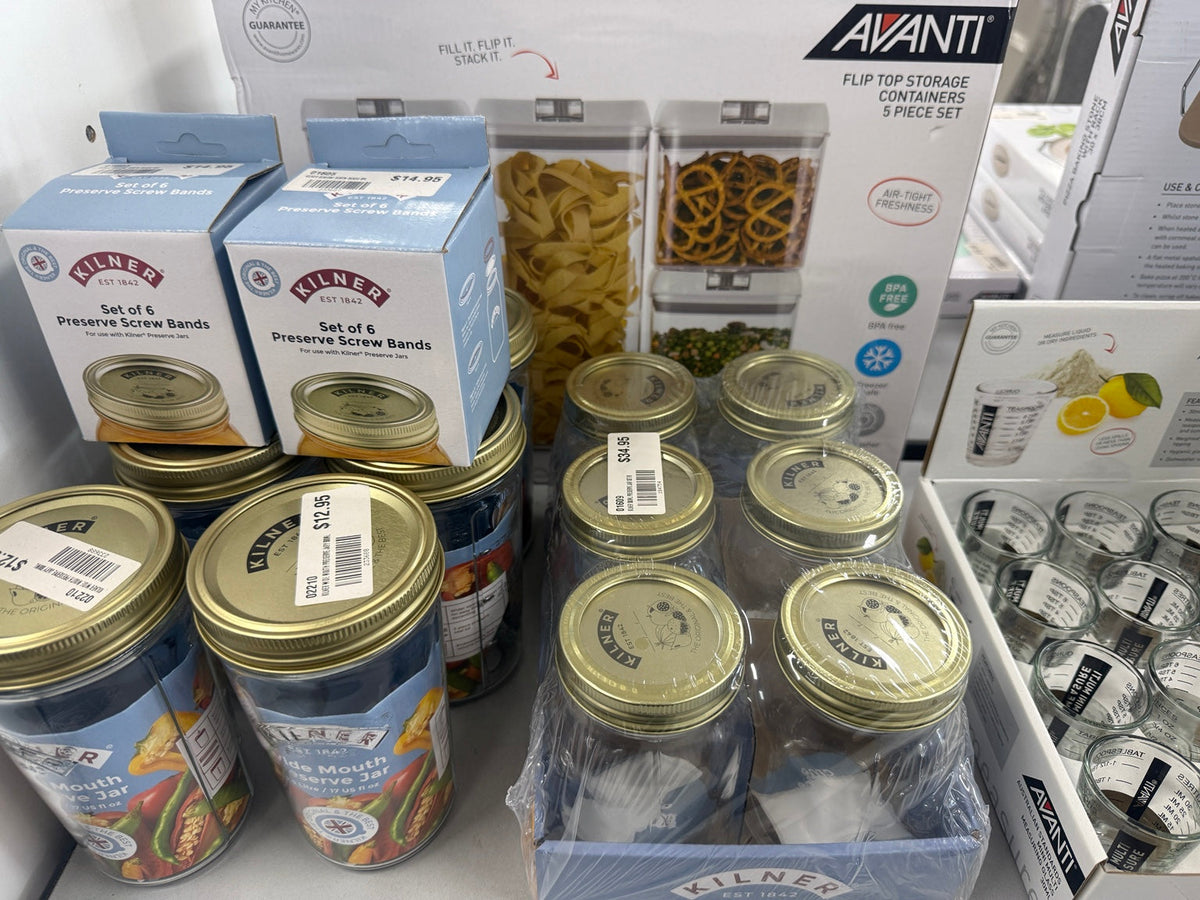 Kilner preserving jars and storage products on display at Delacey’s