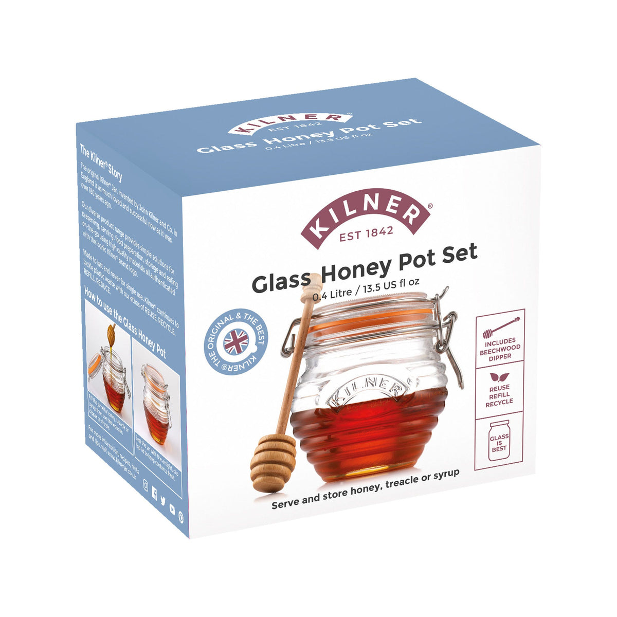 Kilner Honey Pot with Beechwood Dipper – 400ml