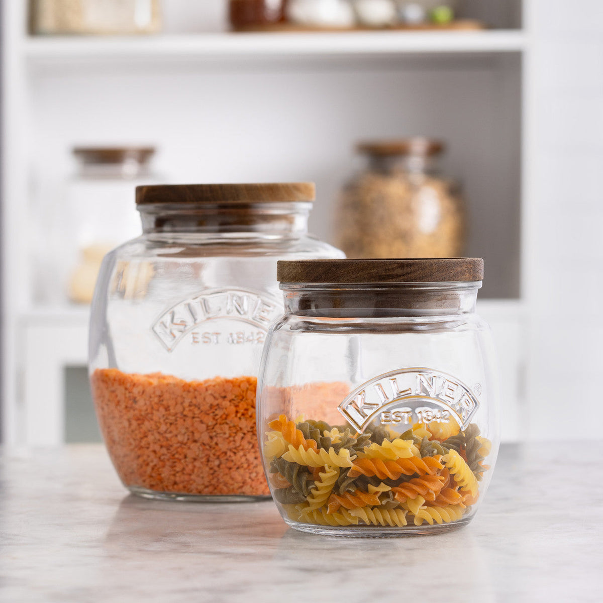 KILNER Universal Jar with Acacia Lid 2 Litre
