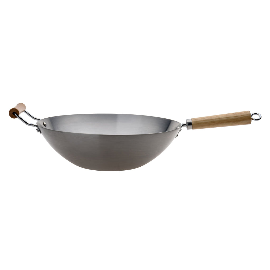 PYROLUX Carbon Steel Wok w/Wood Helper Handle 36cm