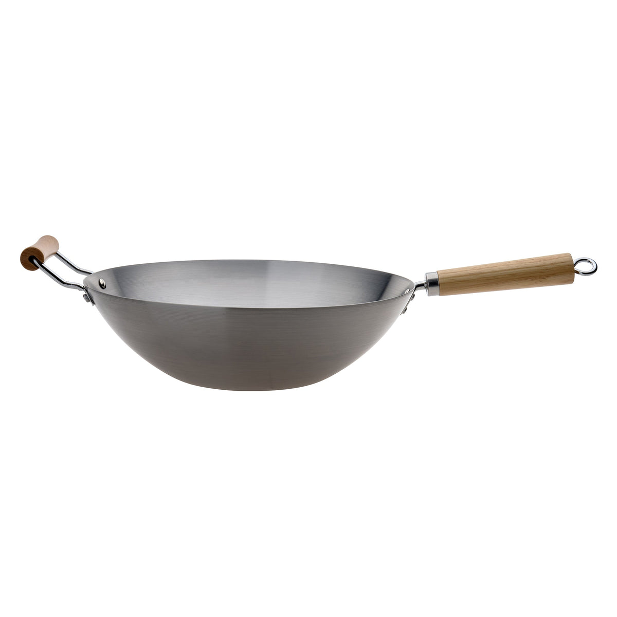 PYROLUX Carbon Steel Wok w/Wood Helper Handle 36cm