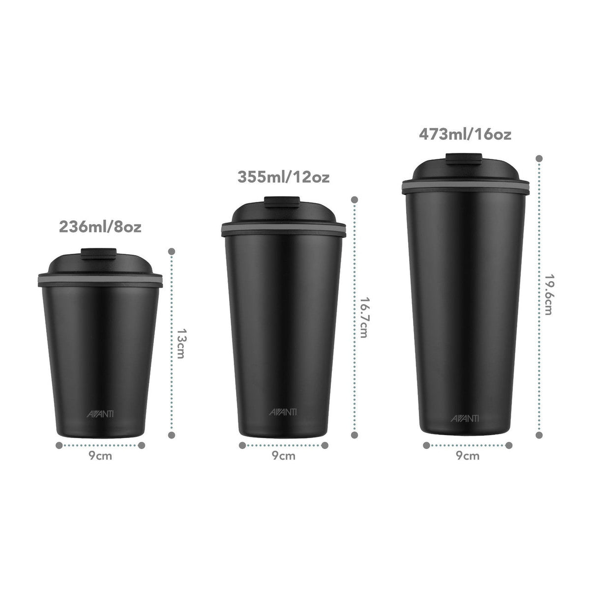 AVANTI GOCUP Double Wall Insulated Cup 355ml - Black