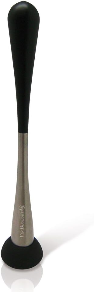 Vin Bouquet Stainless Steel Muddler with Black Rubber Grip