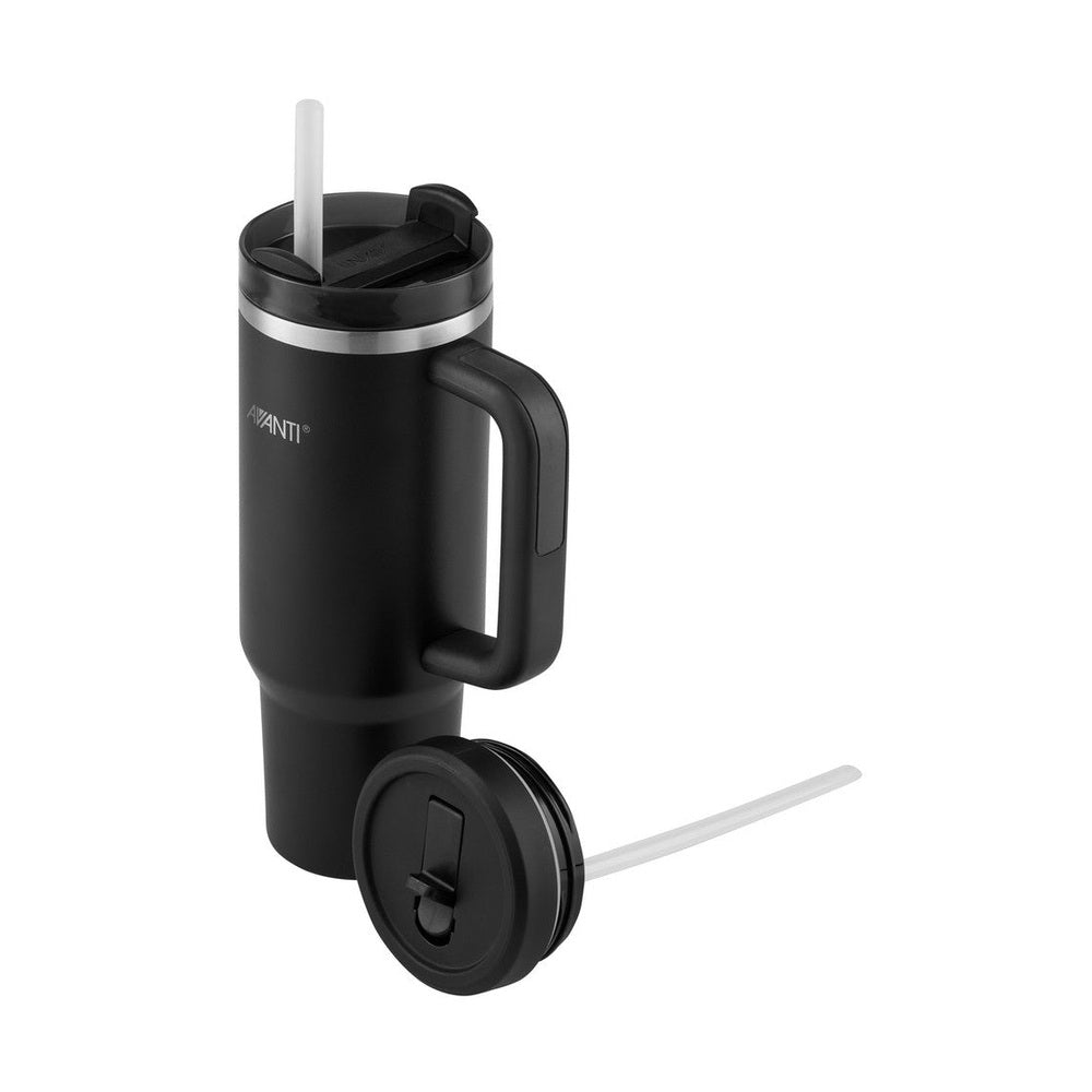 AVANTI HydroQuench Tumbler with Two Lids, 1L Black — matching plain product photo