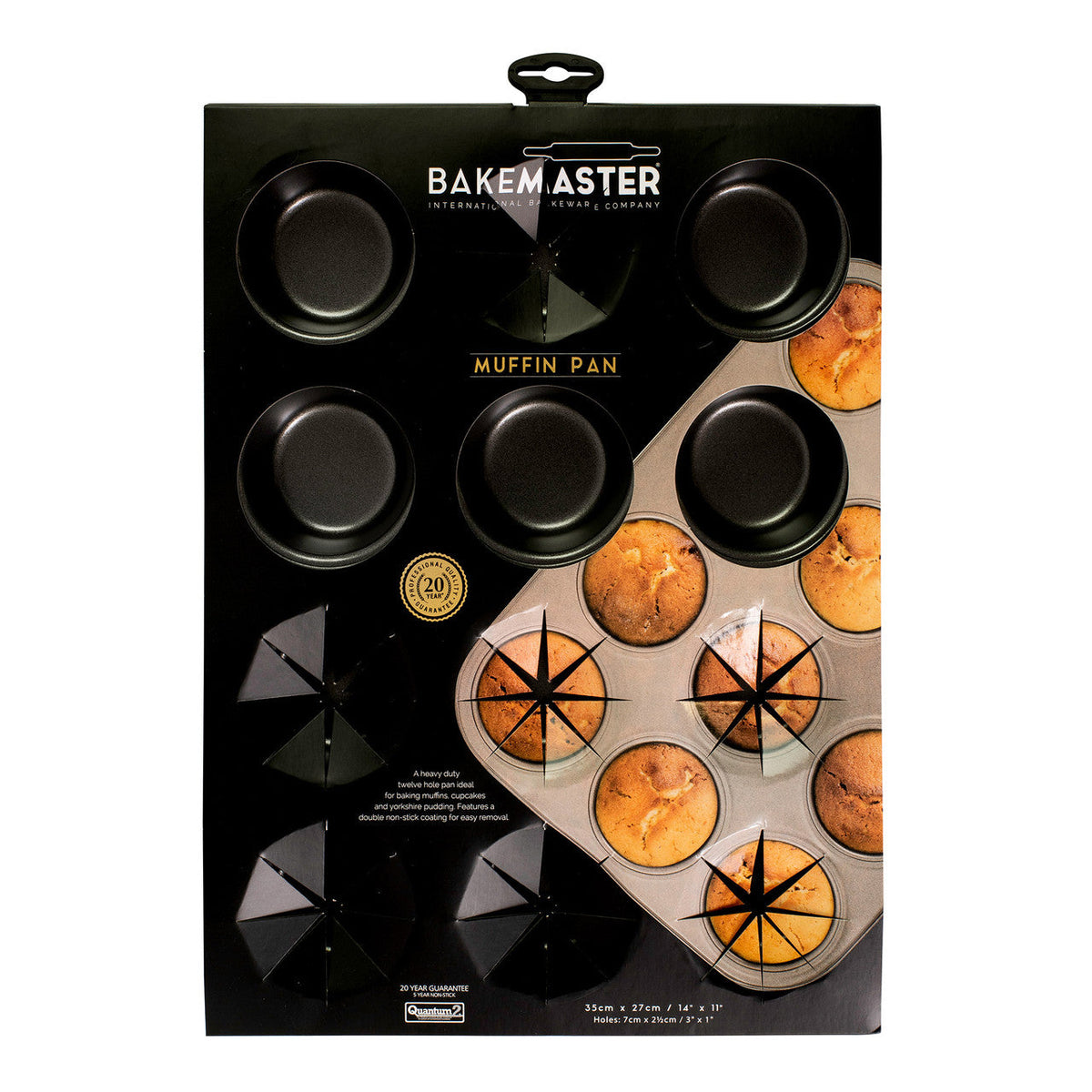 Bakemaster Non-Stick 12 Cup Muffin Pan – 35 × 27cm