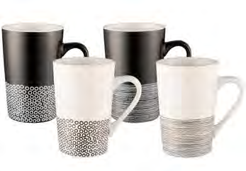 BUNDANOON Tube Mug 350ml Set of 4 - Monochrome Hem