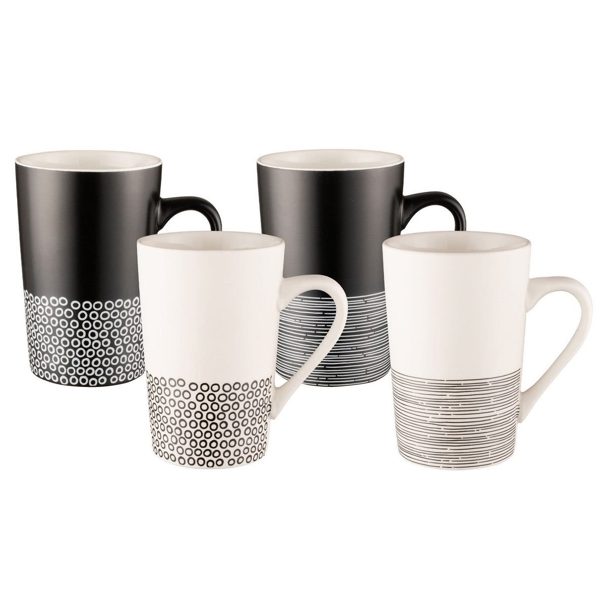 BUNDANOON Tube Mug 350ml Set of 4 - Monochrome Hem
