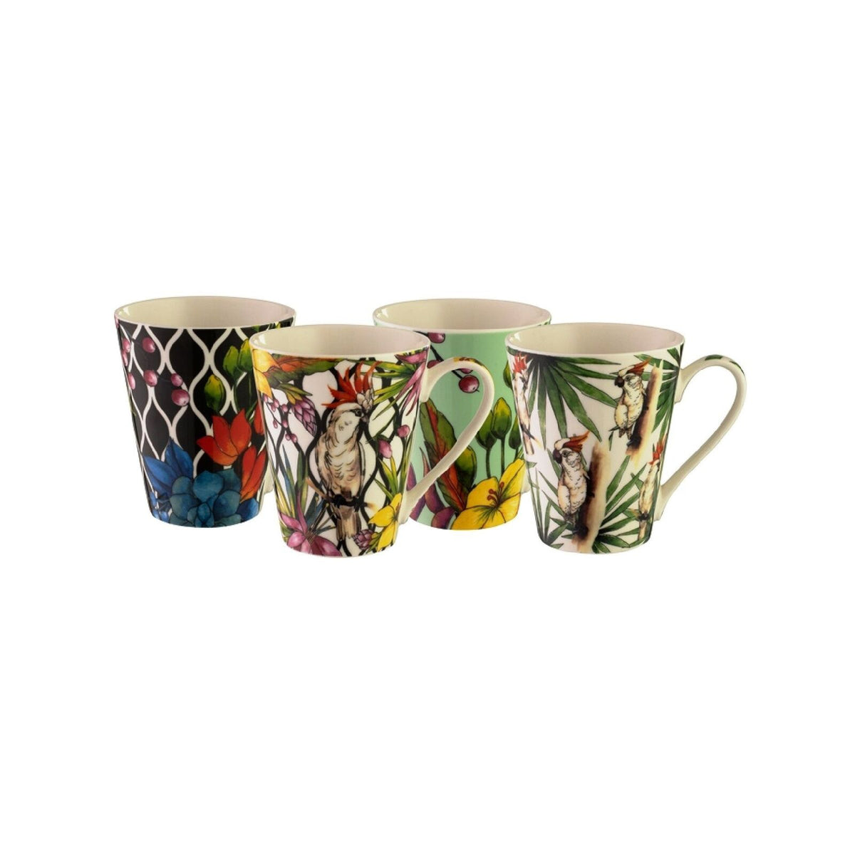 Bundanoon Coupe Mugs 355ml – Geometric Diamonds, Set of 4