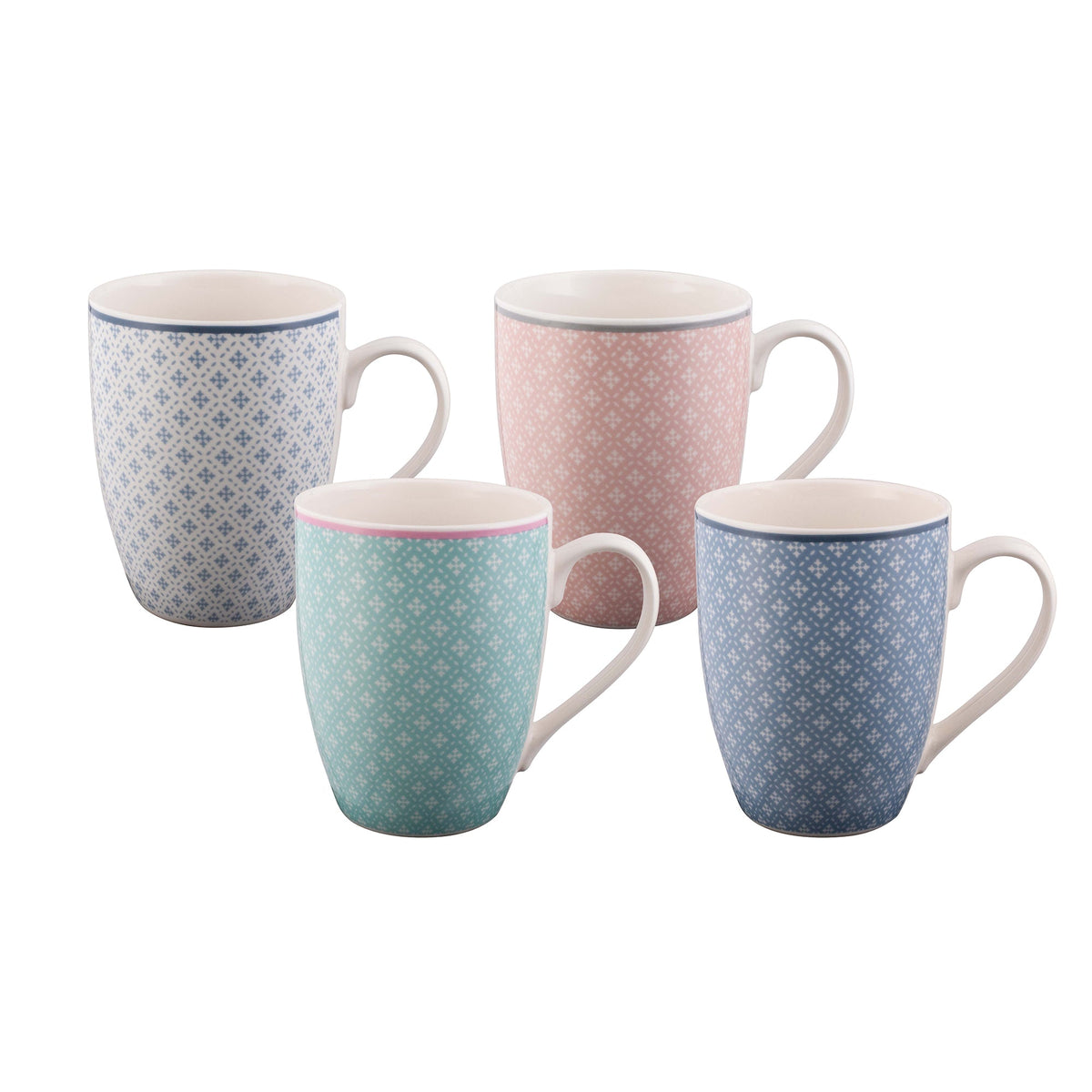 Bundanoon Coupe Mugs 355ml Geometric Diamonds Set of 4