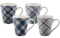 BUNDANOON Conical Mug 400ml Set of 4 - Tartan Blues