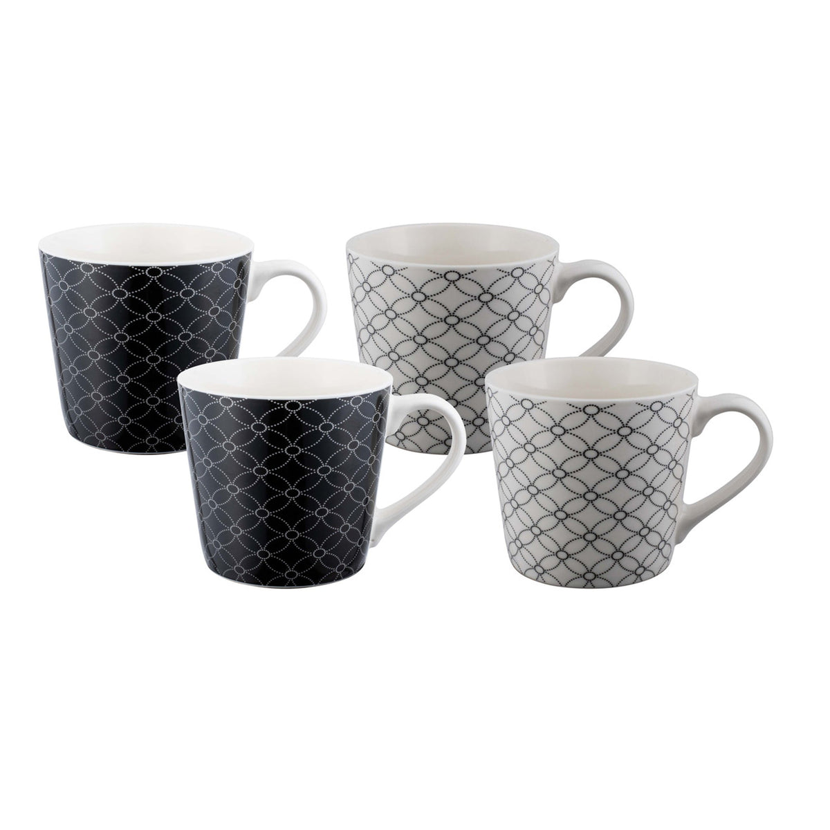 BUNDANOON Mod Mug 400ml Set of 4 - Monochrome Geometrics