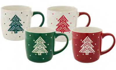 BUNDANOON Barrel Mug 400ml, Set of 4 - Xmas Tree