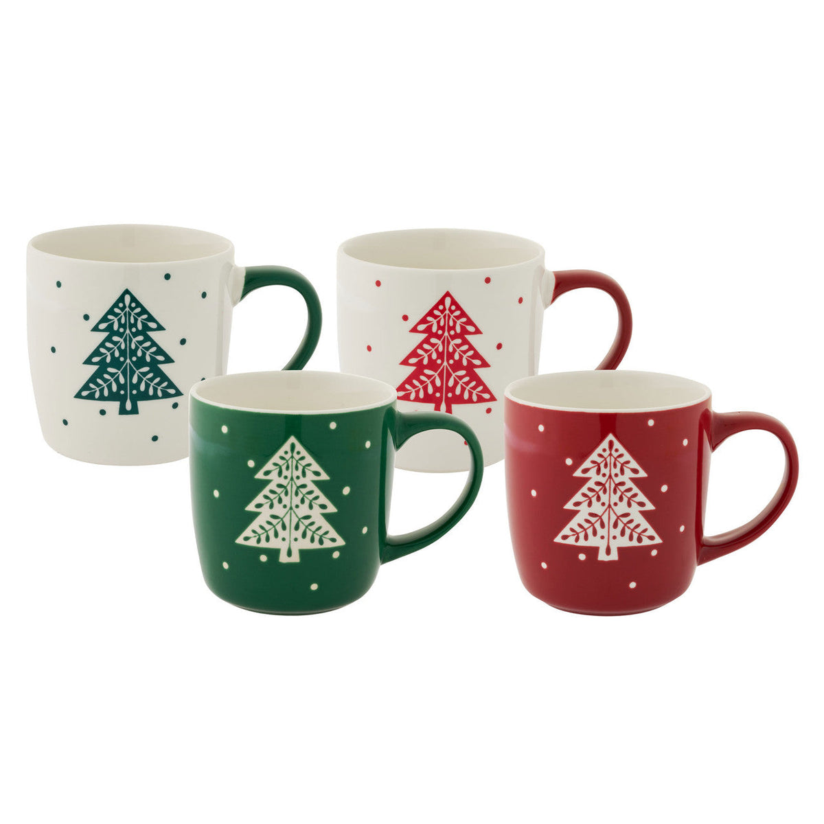 BUNDANOON Barrel Mug 400ml, Set of 4 - Xmas Tree