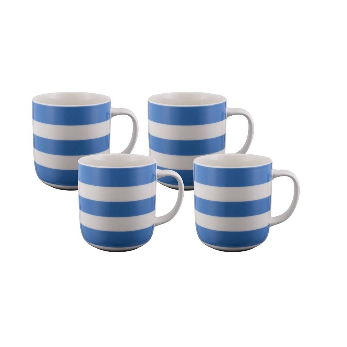 Bundanoon Classic Mugs 400ml – Royal Nautical Stripes, Set of 4