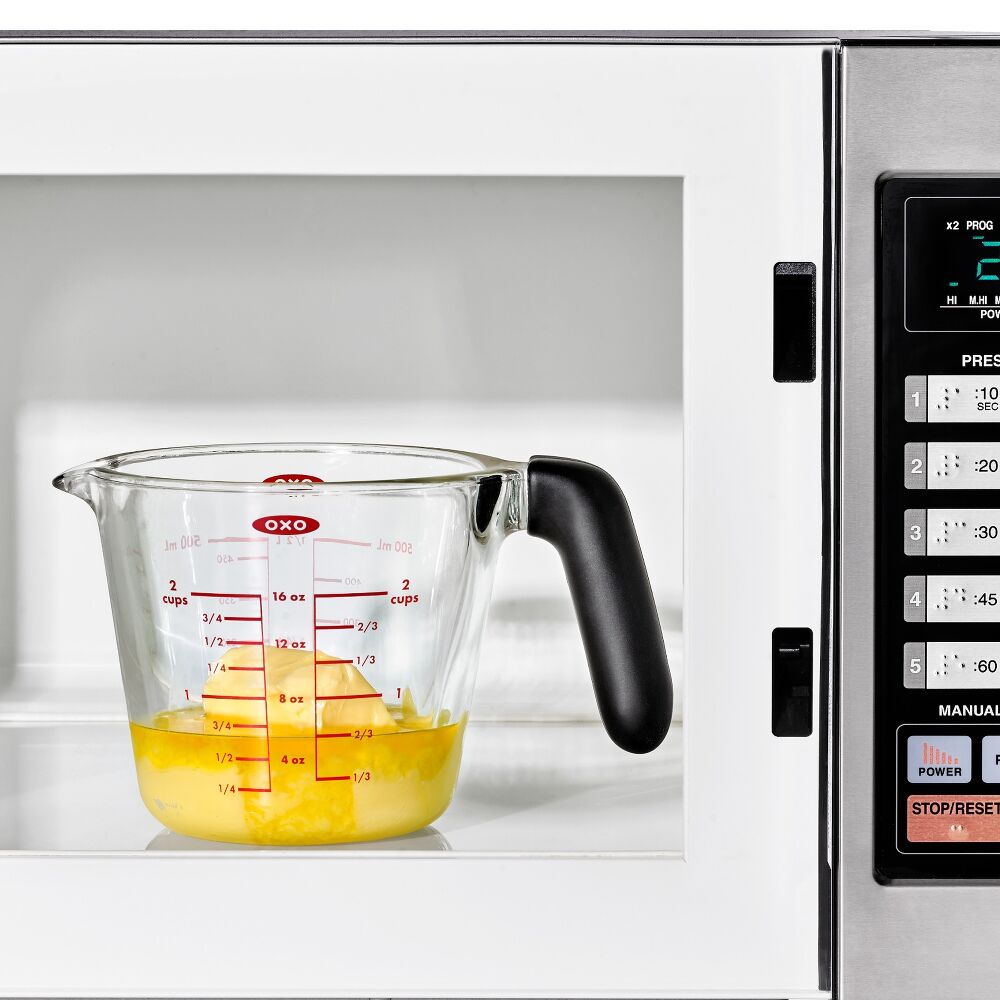 OXO 500ml glass measuring cup used in a microwave
