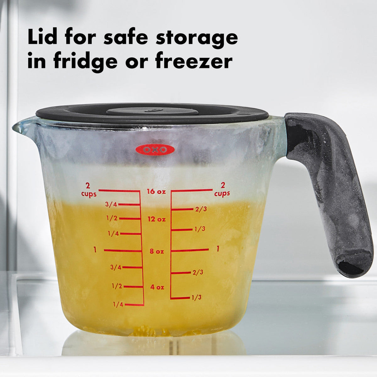Glass Measuring Cup with Lid, 500ml / 2 Cup