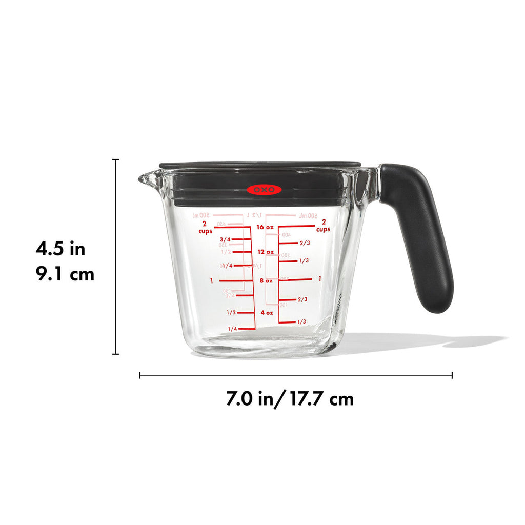 Glass Measuring Cup with Lid, 500ml / 2 Cup
