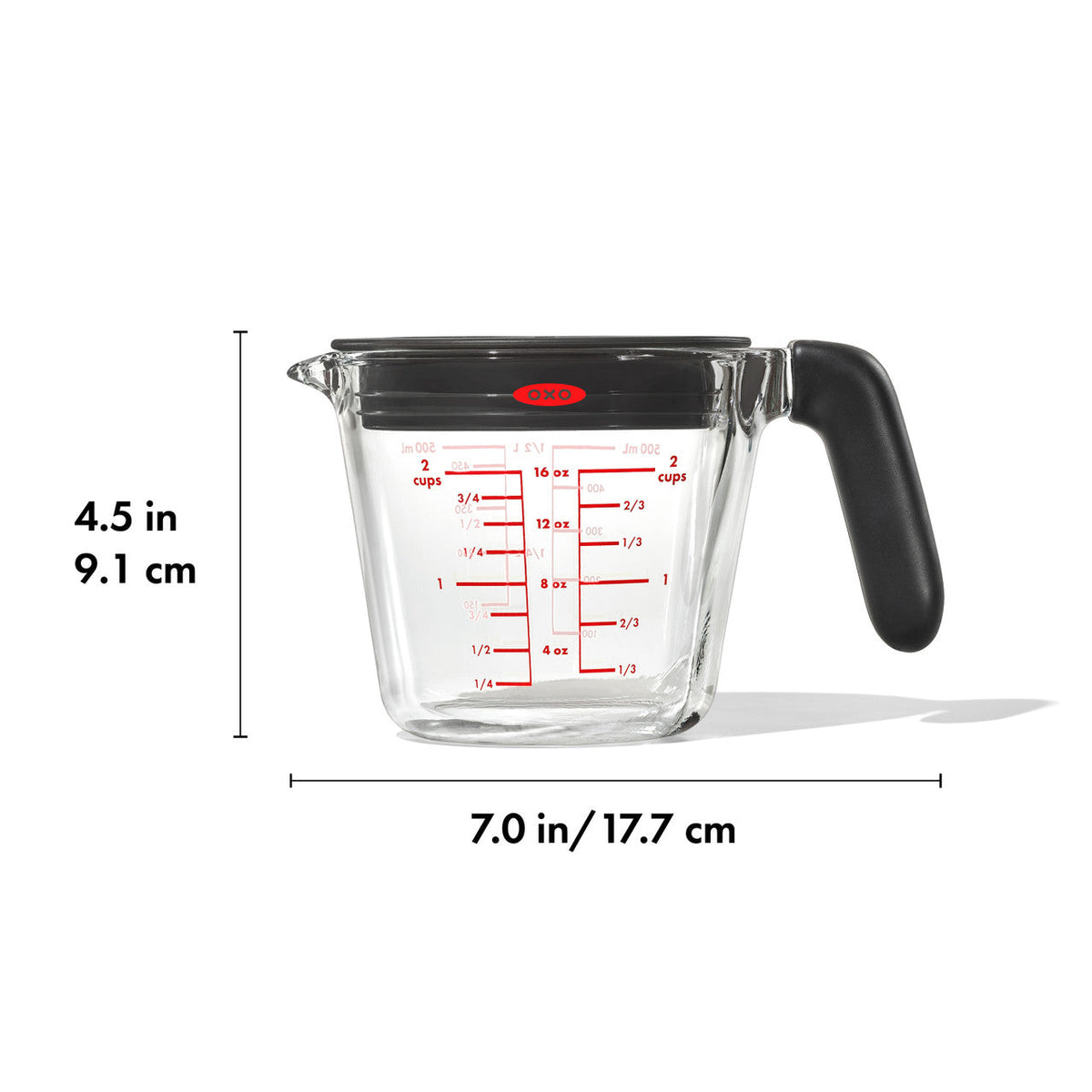 Glass Measuring Cup with Lid, 500ml / 2 Cup
