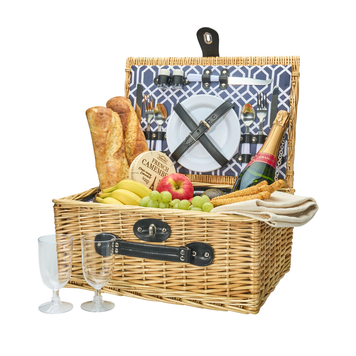 Avanti 2 Person Wicker Picnic Basket – Hamptons Blue Point