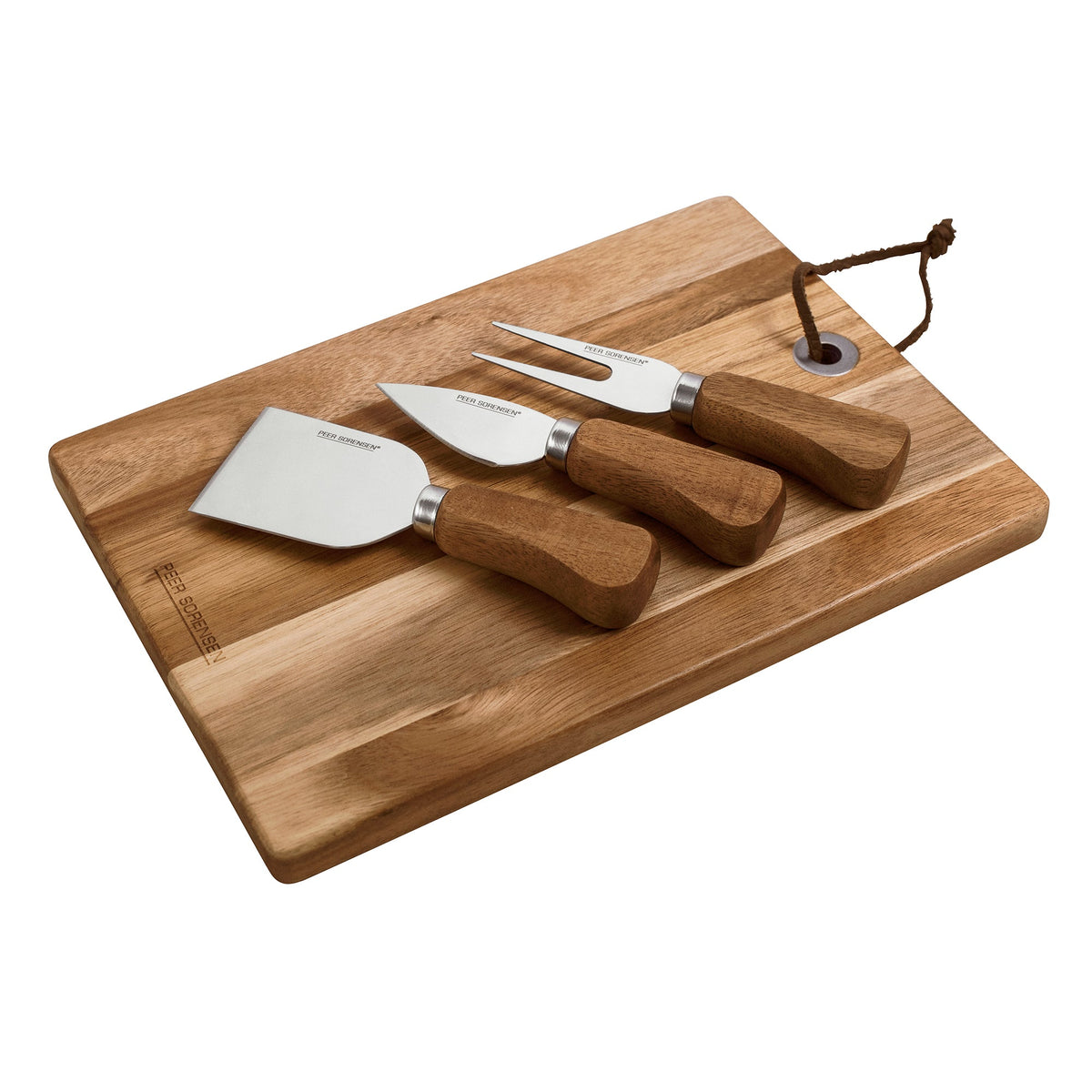 PEER SORENSEN Cheese Board with 3 Knives 24.5 x 17 x 1.5cm