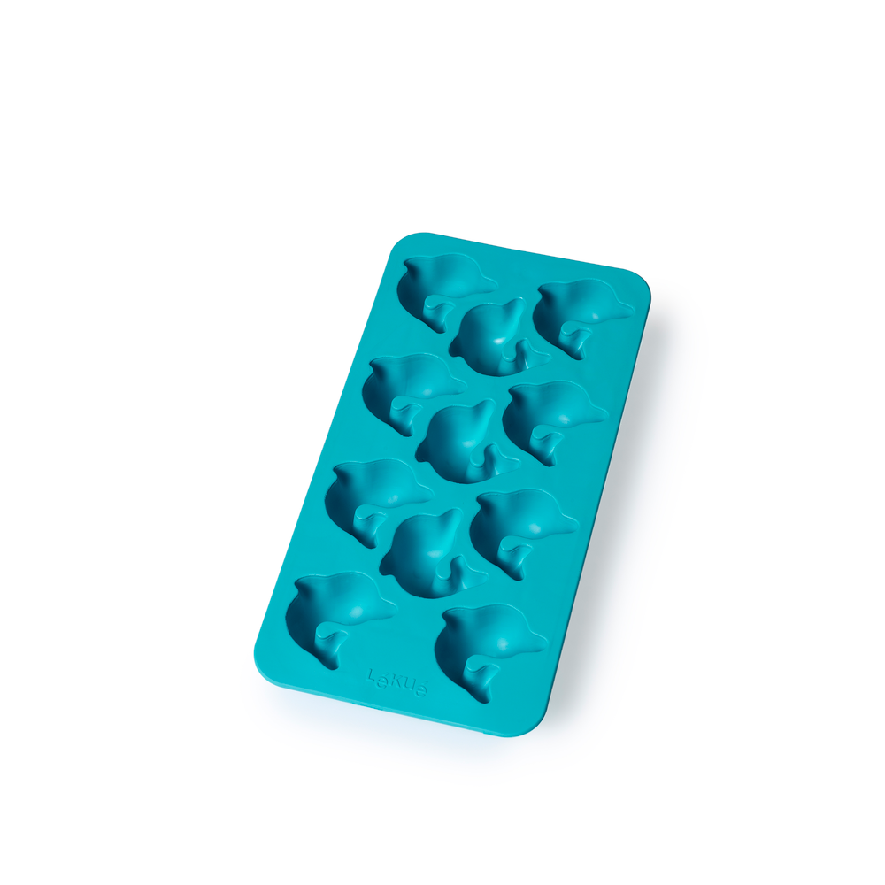 Lekue Dolphin Ice Cube Tray with Lid 11 cubes - Aqua