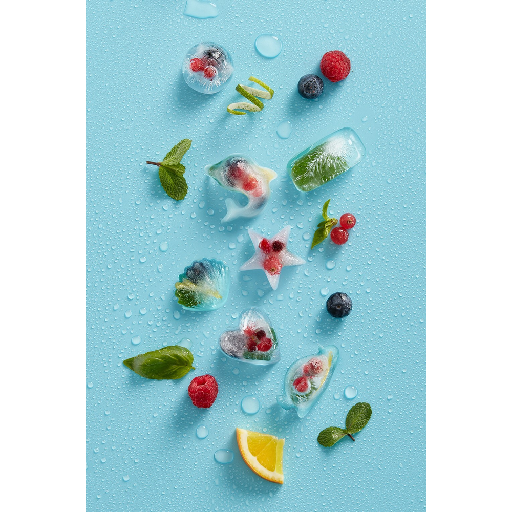 Lekue Dolphin Ice Cube Tray with Lid 11 cubes - Aqua