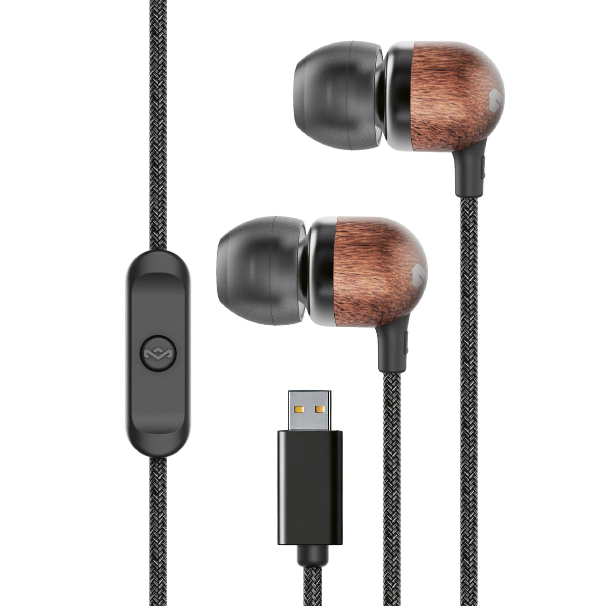 Marley Smile Jamaica Signature Black earbuds with USB-C connector and in-line remote