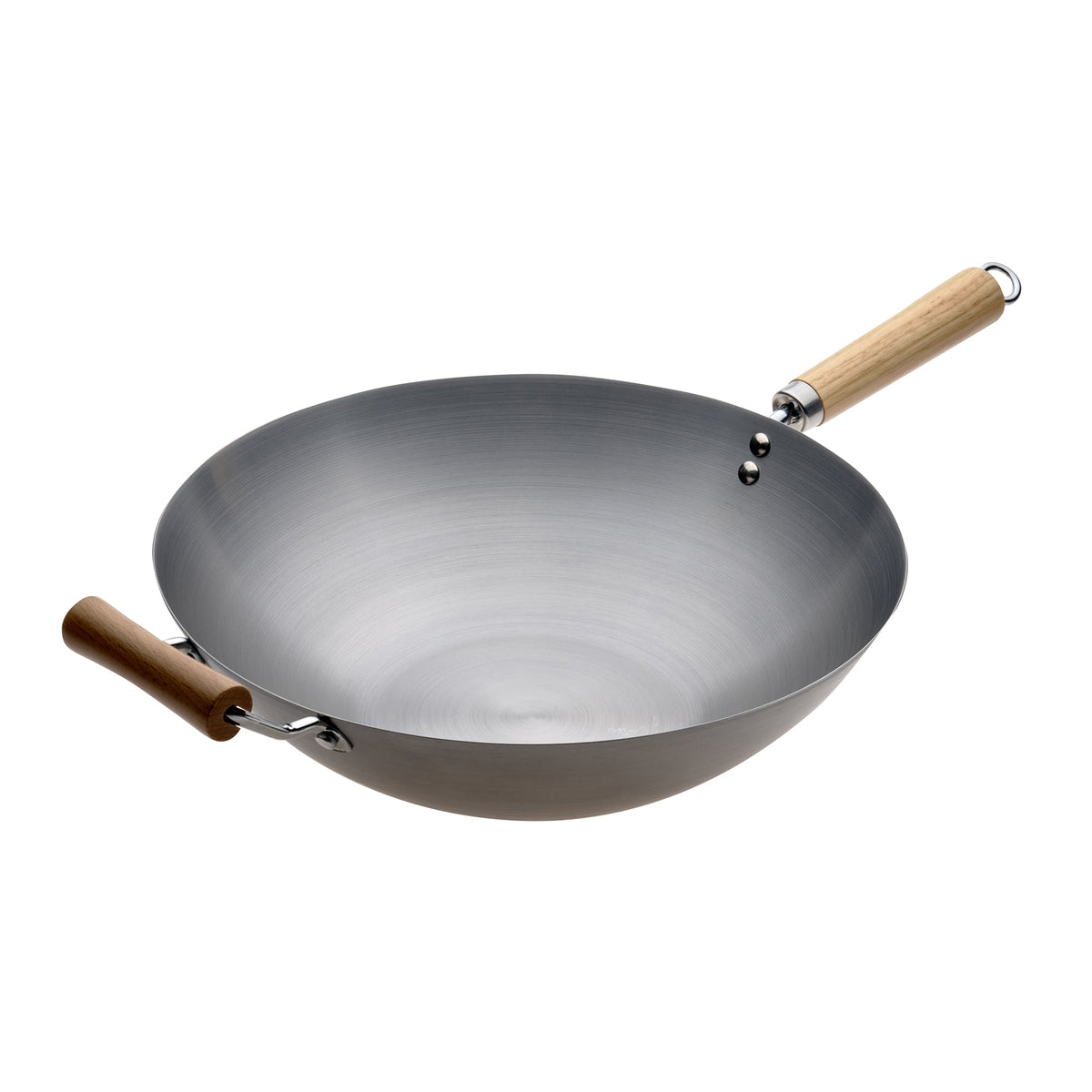 PYROLUX Carbon Steel Wok w/Wood Helper Handle 36cm