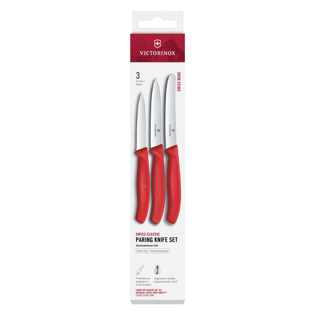Victorinox 3 Piece Paring Knife Set - Red