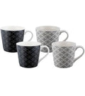 BUNDANOON Mod Mug 400ml Set of 4 - Monochrome Geometrics