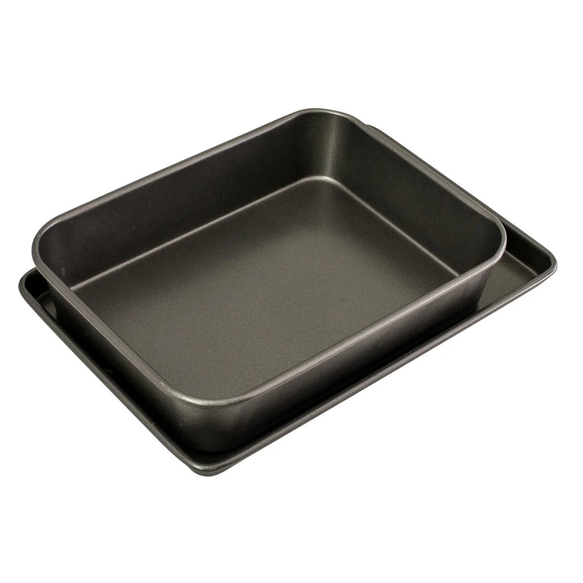 BAKEMASTER Non Stick Roasting Pan & Oven Tray Twin Pack