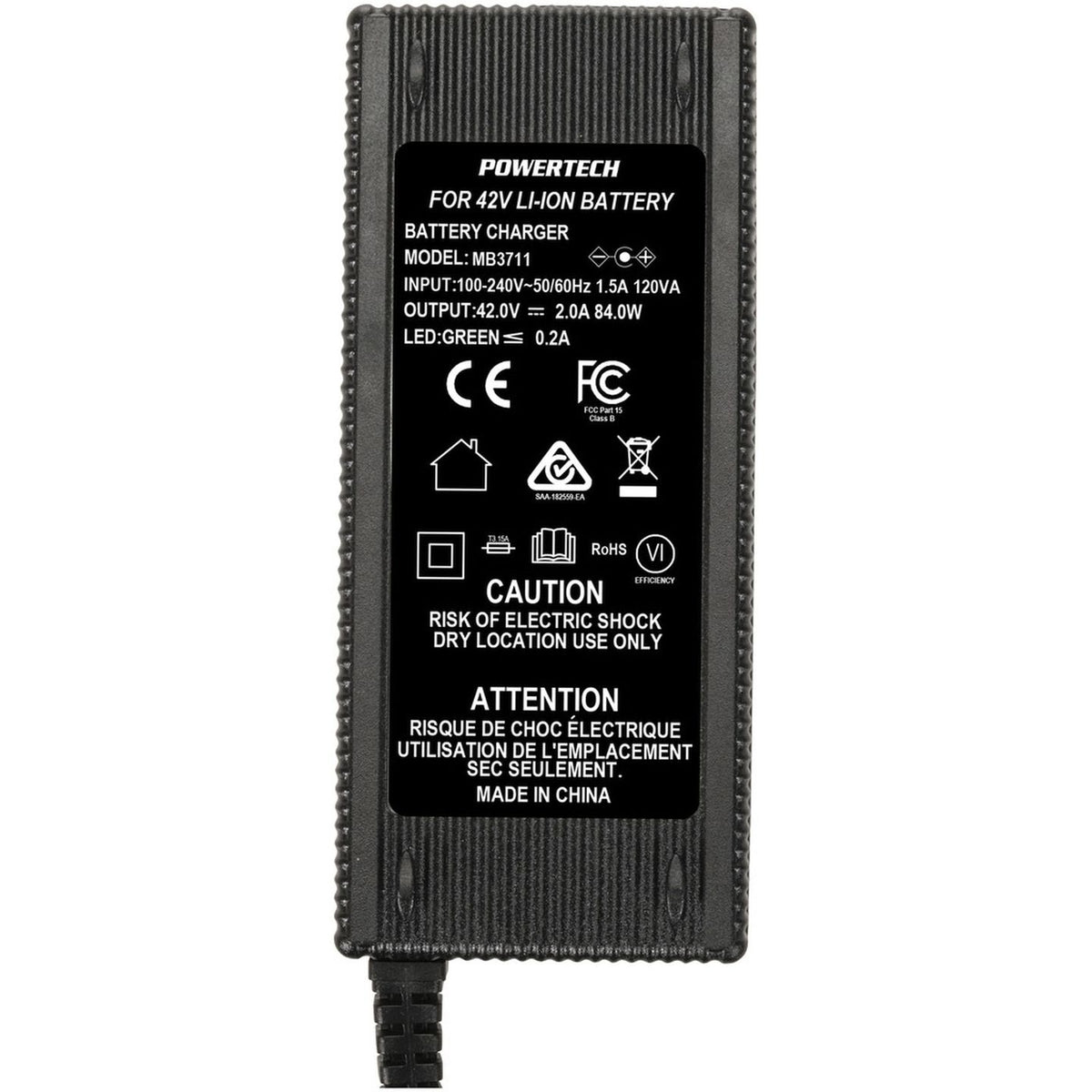 MB3711 — charger underside specification label
