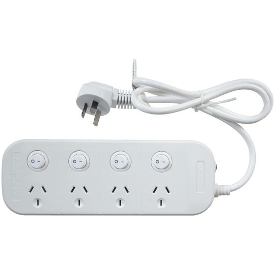 4 way Powerboard with 4 switches and Surge Overload Protection