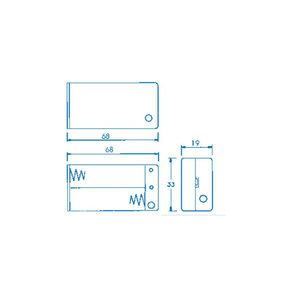 PH9280 Two-AA battery enclosure dimension drawing