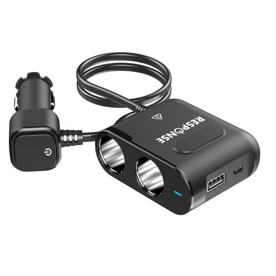 2-Way Cigarette Lighter Splitter with PD30W USB-C and QC3.0 USB Charging Ports