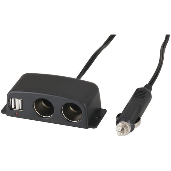 Vehicle Accessory Power 2 way Splitter with 2 USB Ports