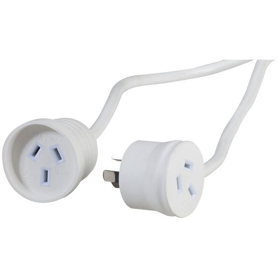 1m White Piggyback Plug Extension Cable