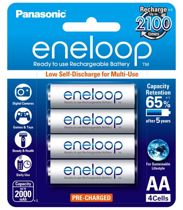 Panasonic Eneloop AA 2000mAh rechargeable batteries – pack of four