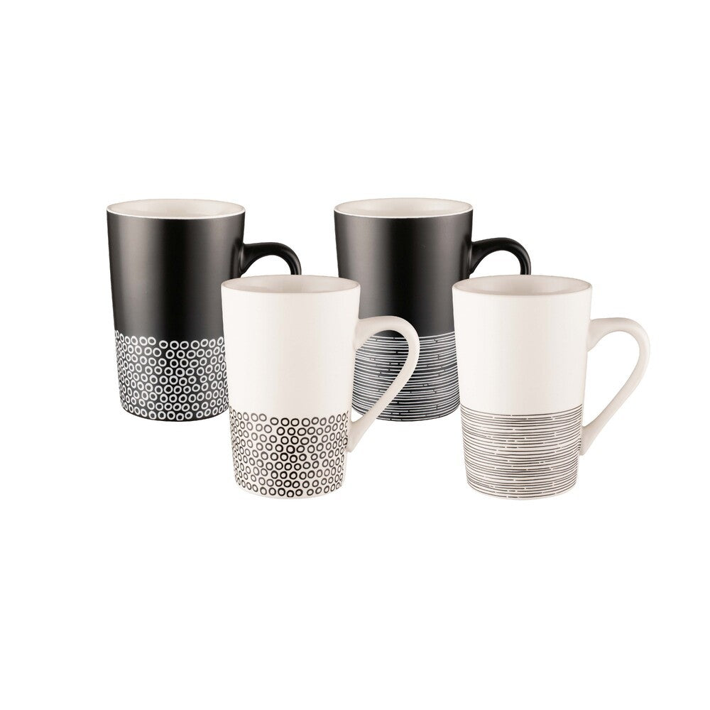 BUNDANOON Tube Mug 350ml Set of 4 - Monochrome Hem