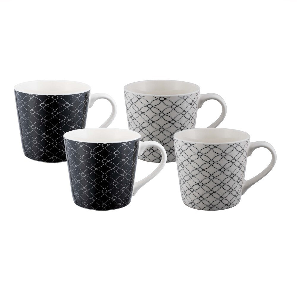 BUNDANOON Mod Mug 400ml Set of 4 - Monochrome Geometrics
