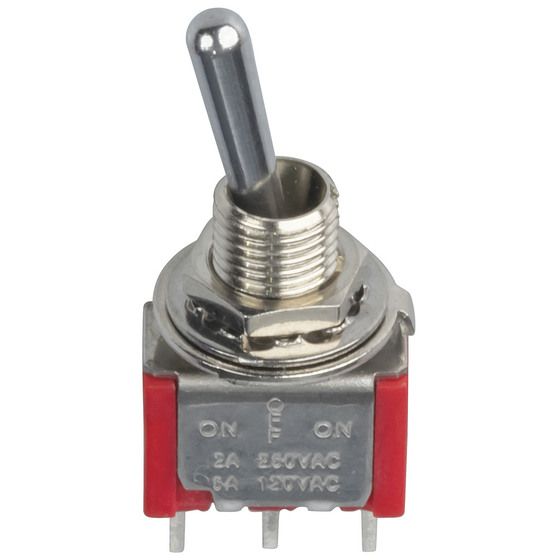 SPDT Centre-Off Miniature Toggle Switch - Solder Tag