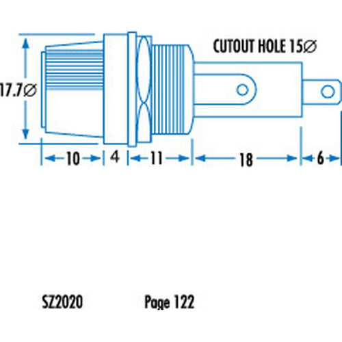 SZ2020 3AG panel mount fuse holder dimension drawing