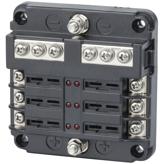 Powertech 6 Way Standard Blade Fuse Block with Bus Bar