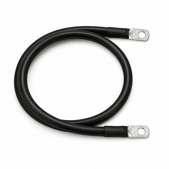 2 Gauge Tinned Battery Power Lead - Black - 450mm