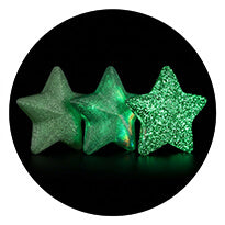 Example stars printed with eSUN eSTARS-PLA Galaxy Black showing the glow effect