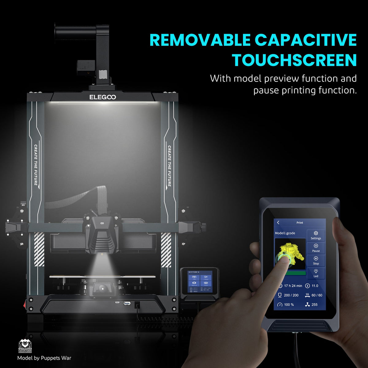 Elegoo Neptune 4 removable touchscreen and model preview