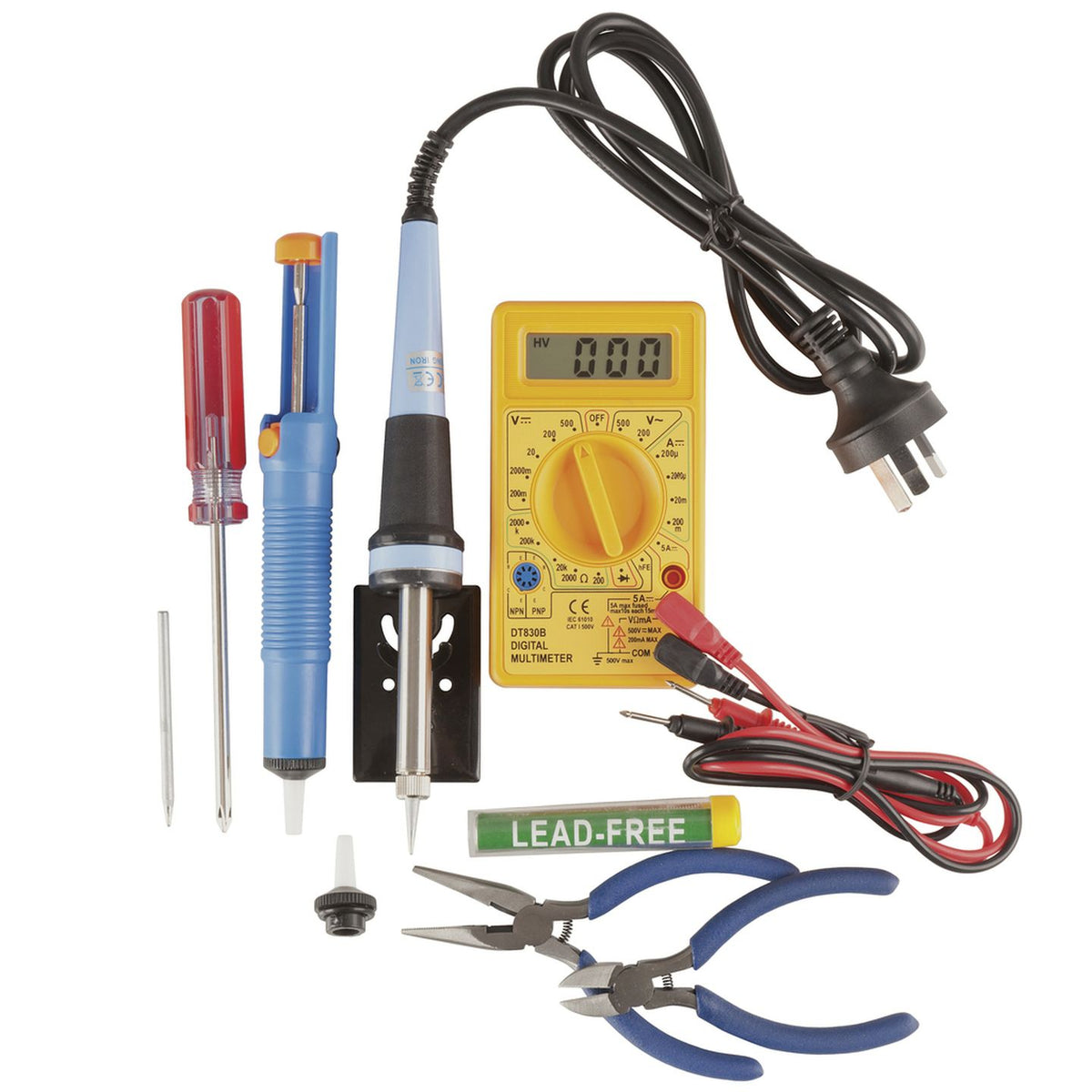 TS1652 Soldering kit tools arranged separately