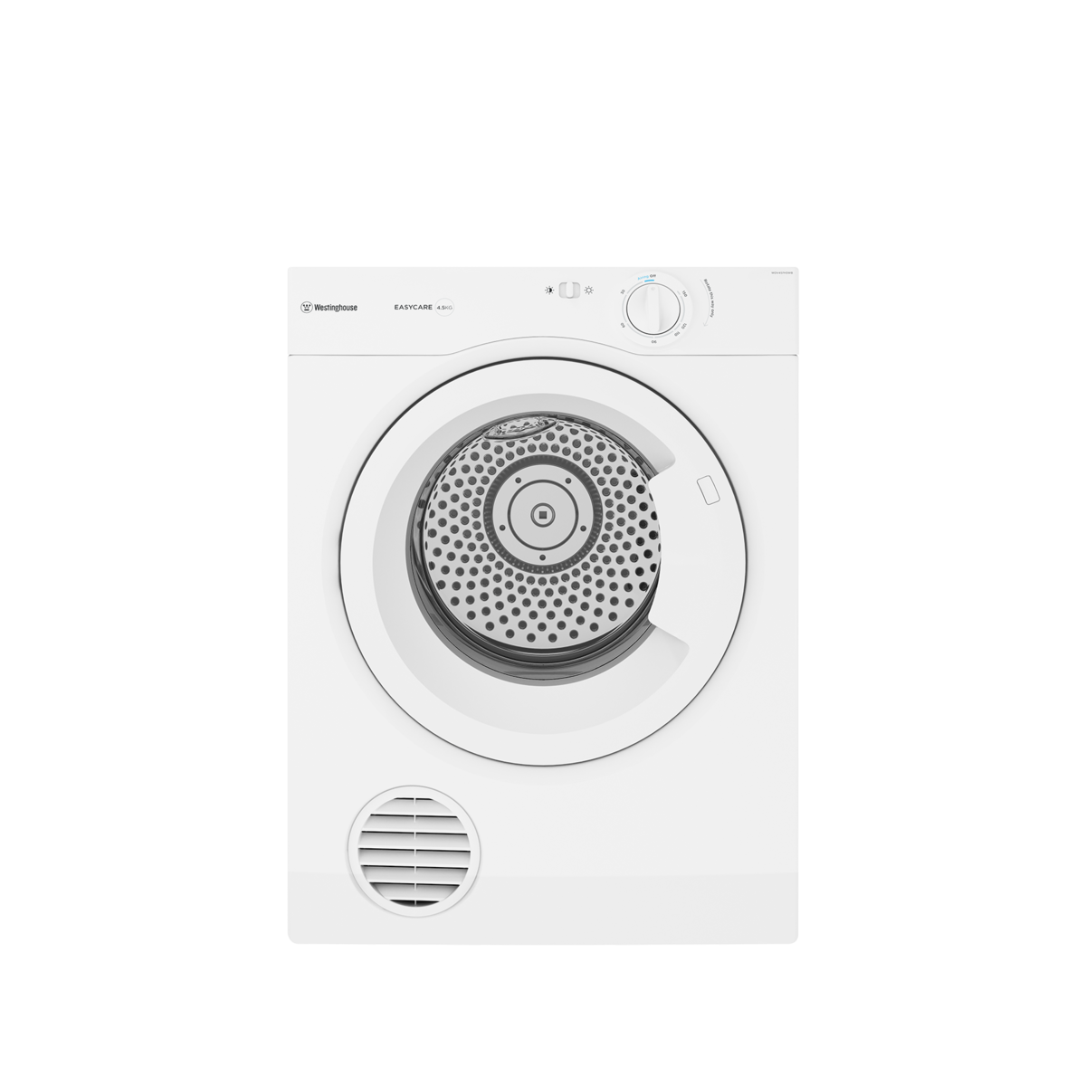 Westinghouse WDV457H3WB 4.5kg vented dryer — clean front view