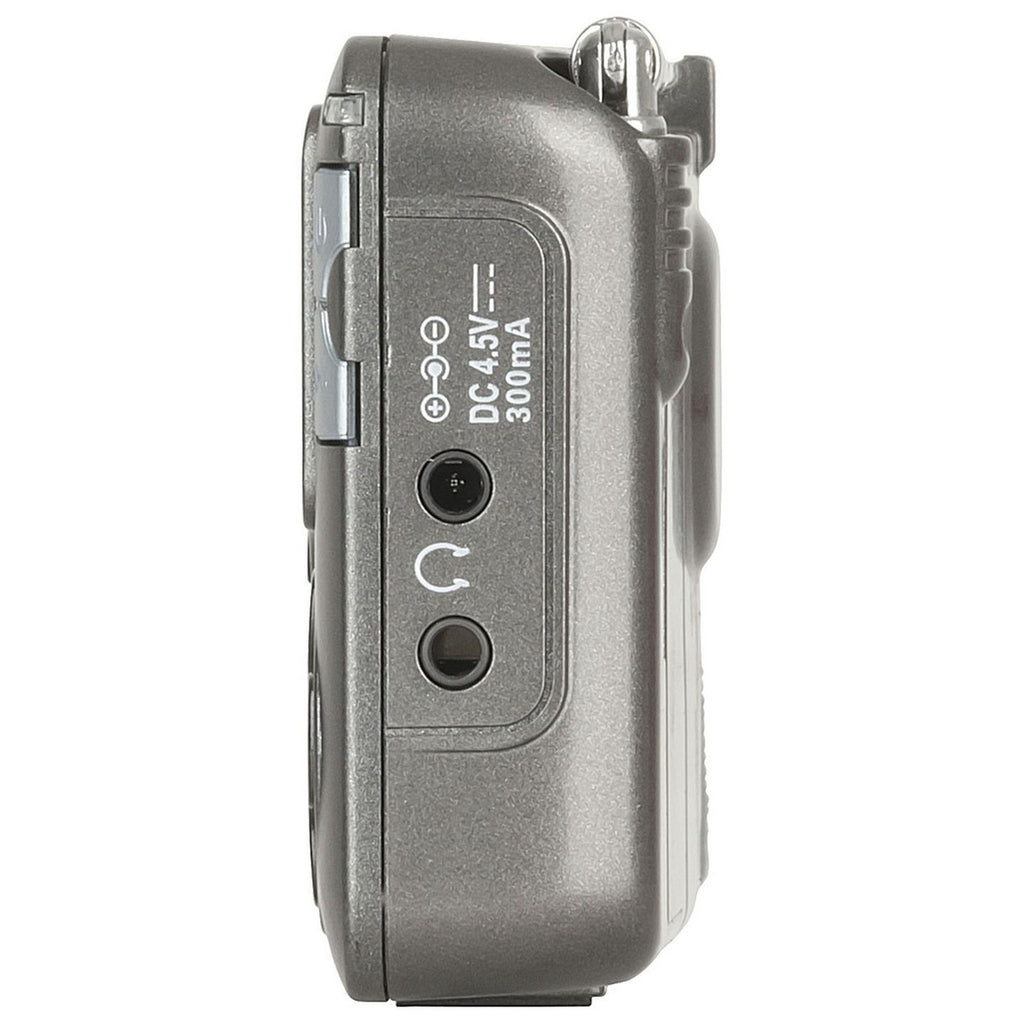AR1736 pocket radio headphone and power sockets