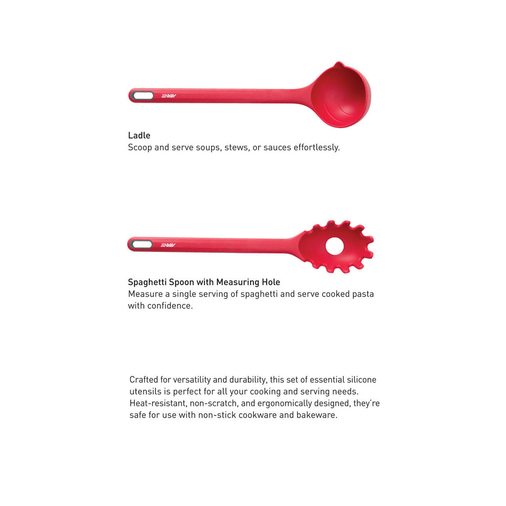 Avanti silicone utensil set: ladle and spaghetti spoon